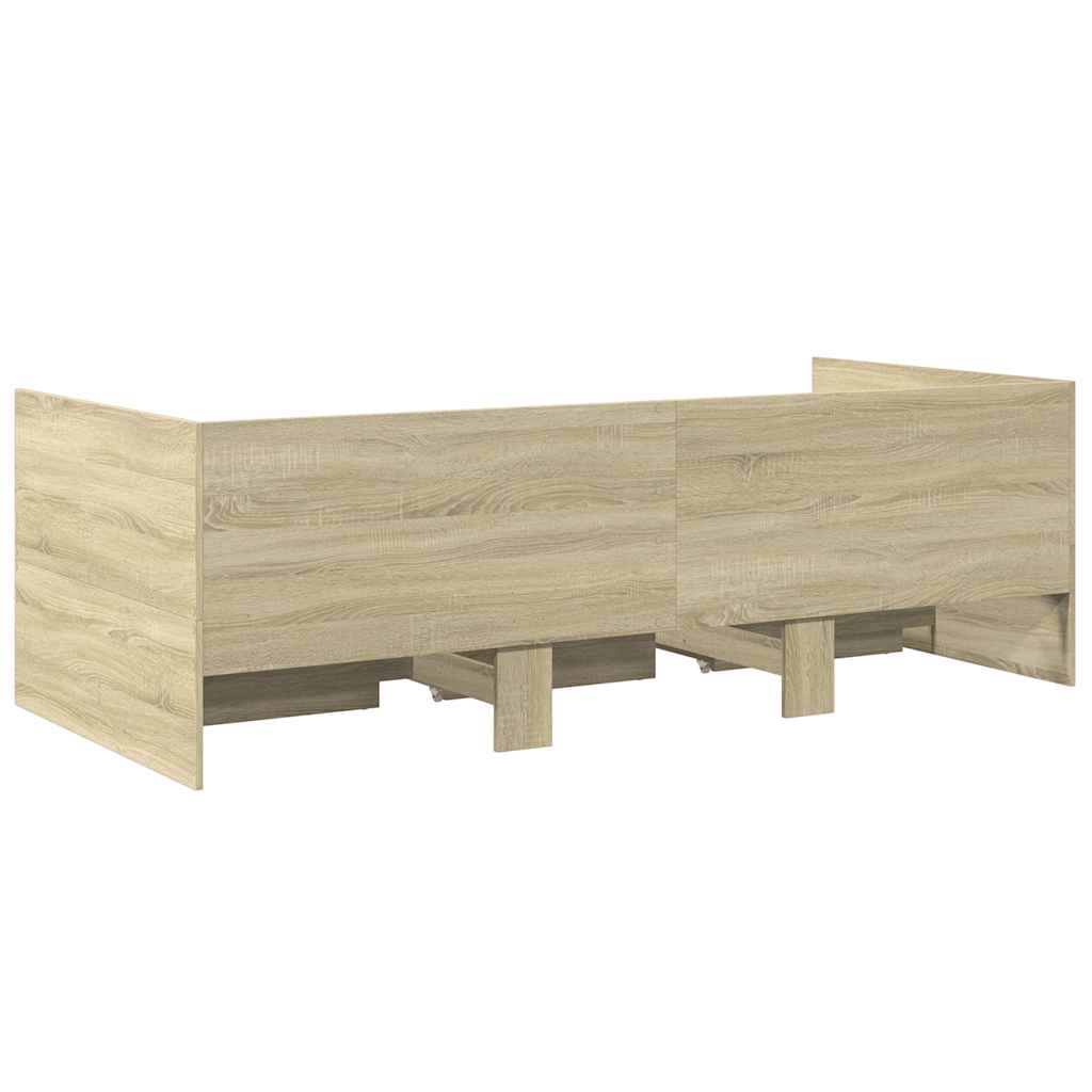 daybed med skuffer uden madras 100x200 cm sonoma-eg