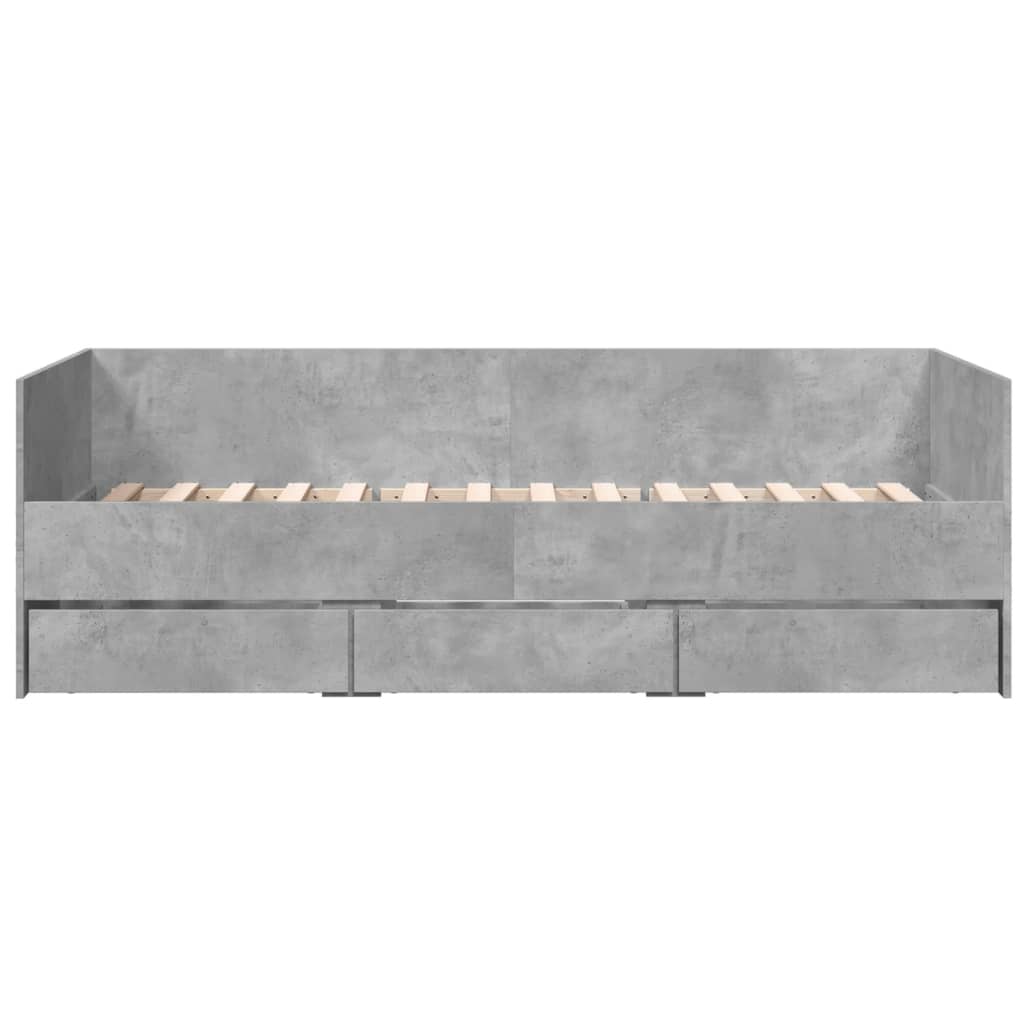 daybed med skuffer uden madras 100x200 cm betongrå