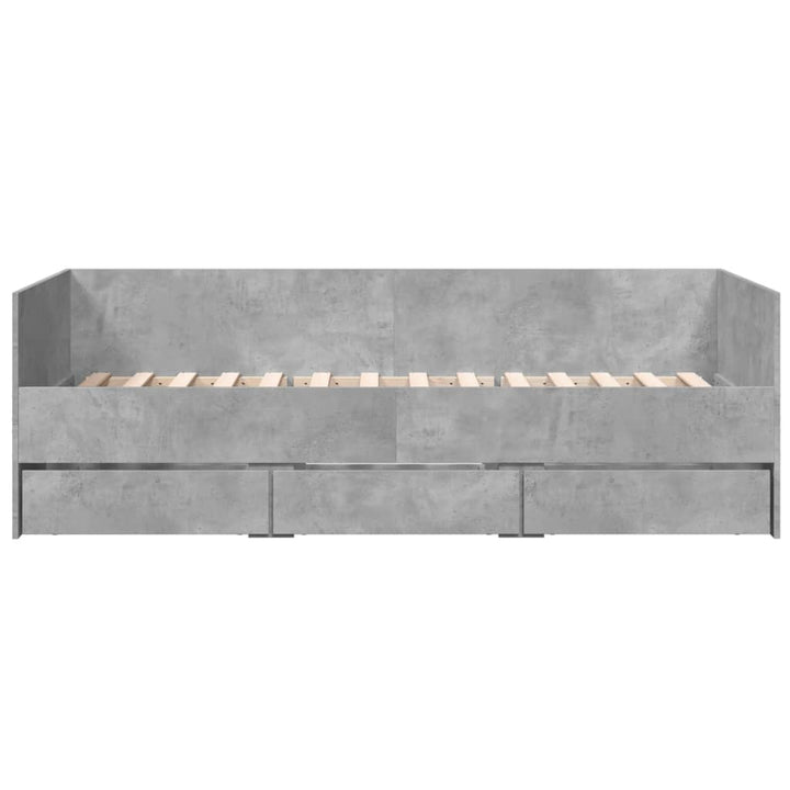 daybed med skuffer uden madras 100x200 cm betongrå