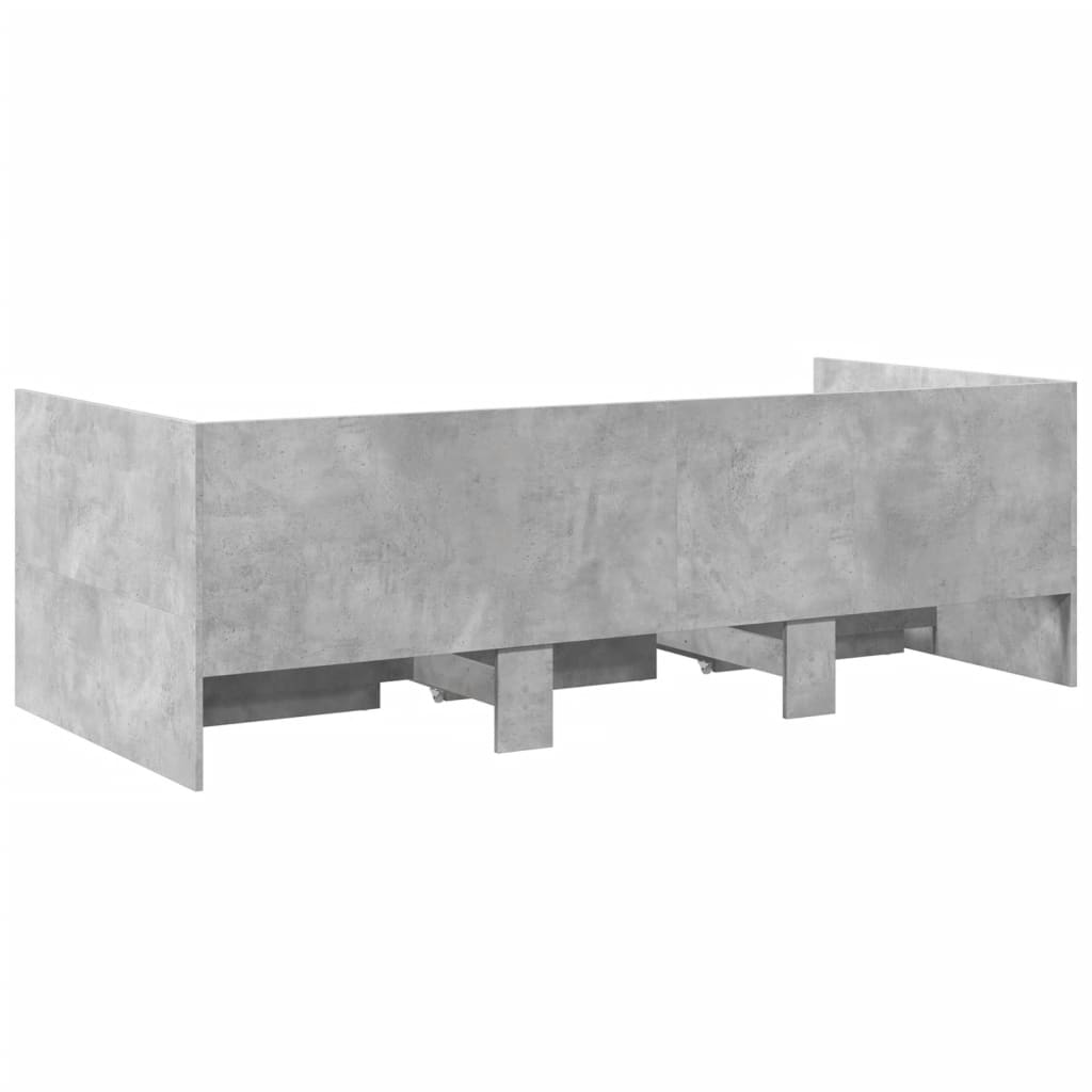 daybed med skuffer uden madras 100x200 cm betongrå