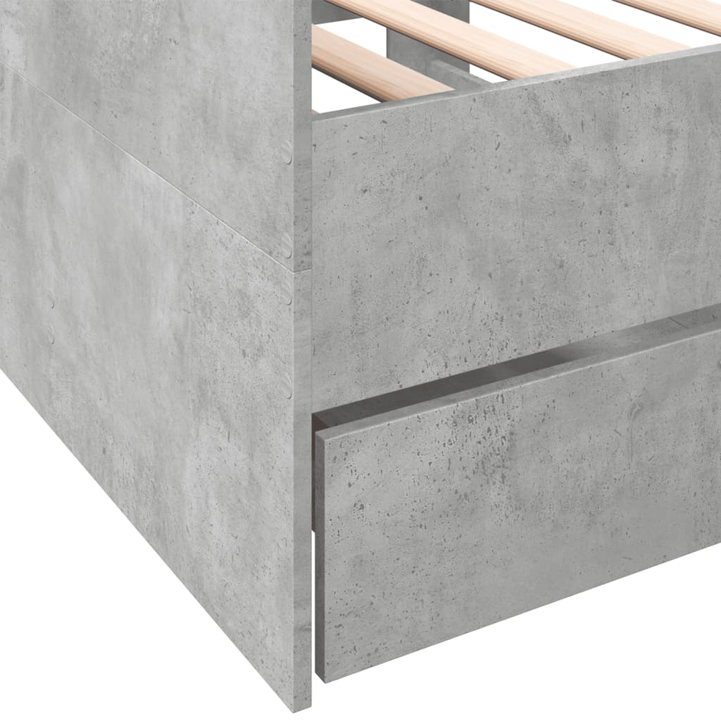 daybed med skuffer uden madras 100x200 cm betongrå