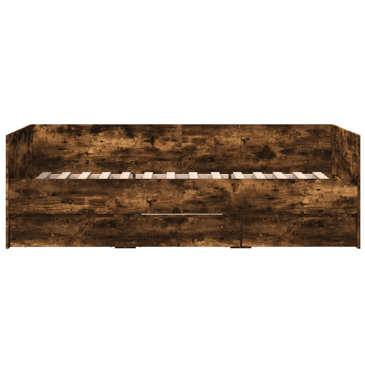 daybed med skuffer uden madras 100x200 cm røget eg