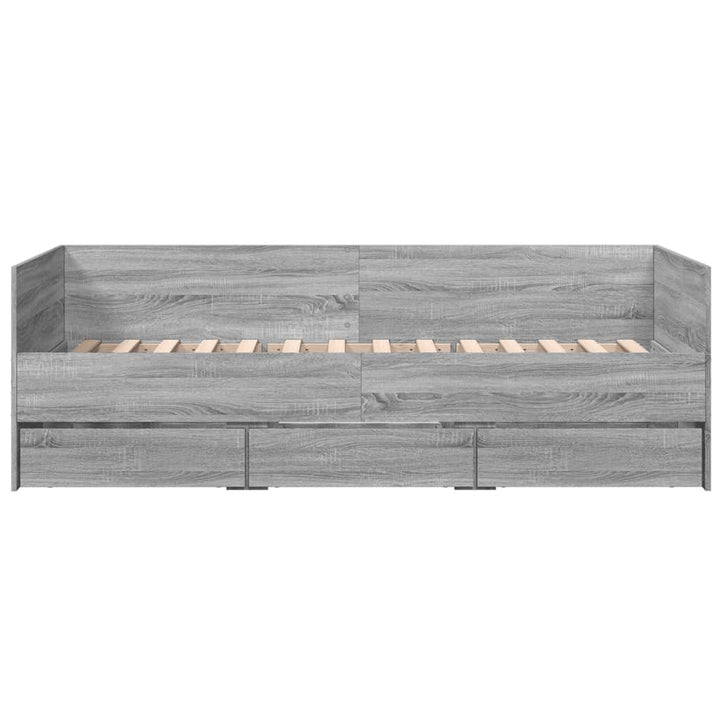 daybed med skuffer uden madras 100x200 cm grå sonoma-eg