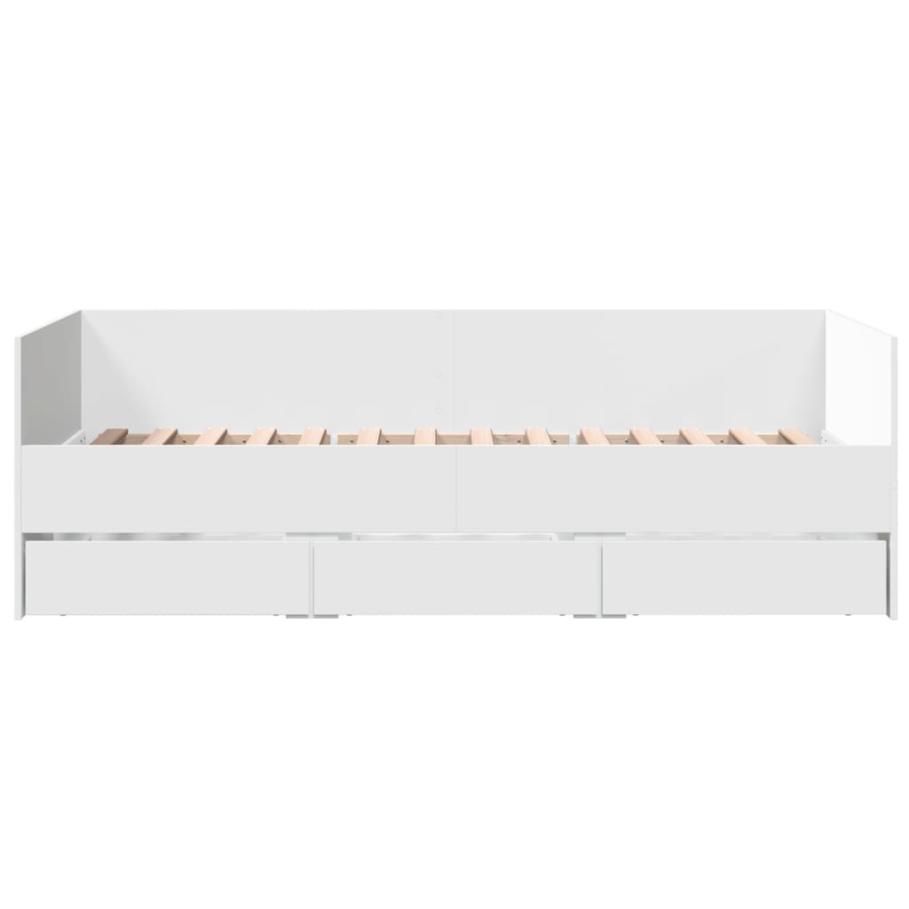 daybed med skuffer uden madras 90x200 cm hvid