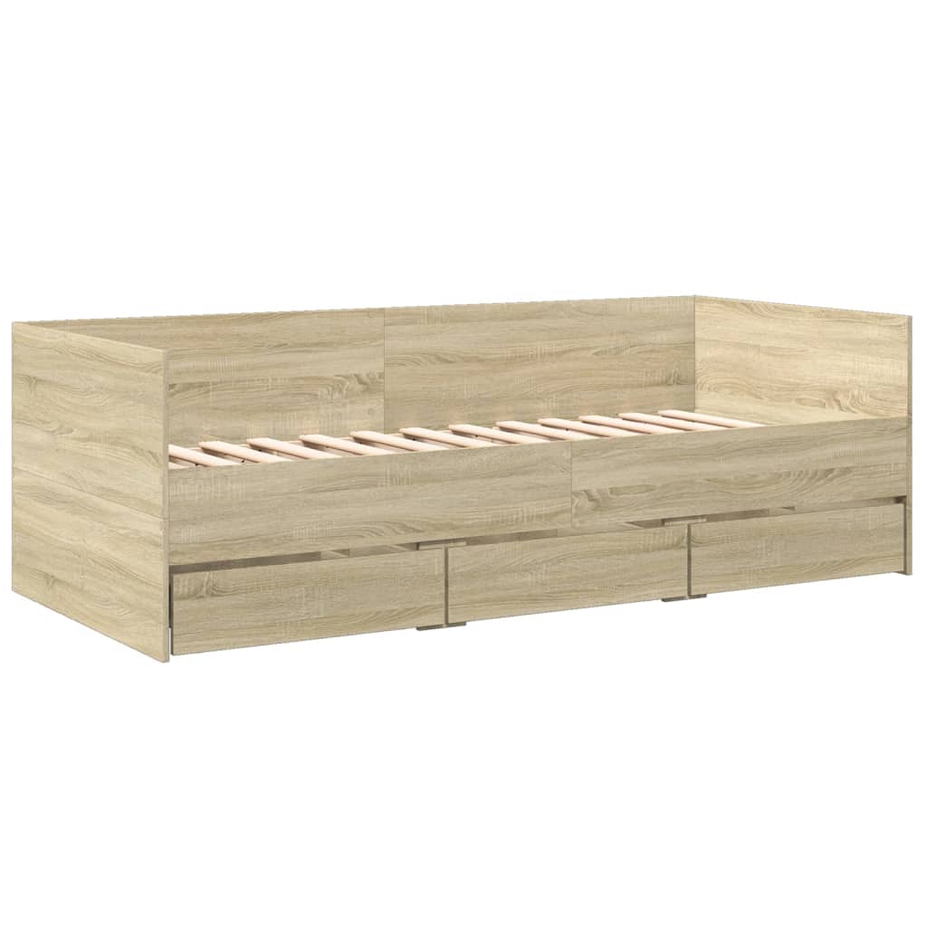 daybed med skuffer uden madras 90x200 cm sonoma-eg