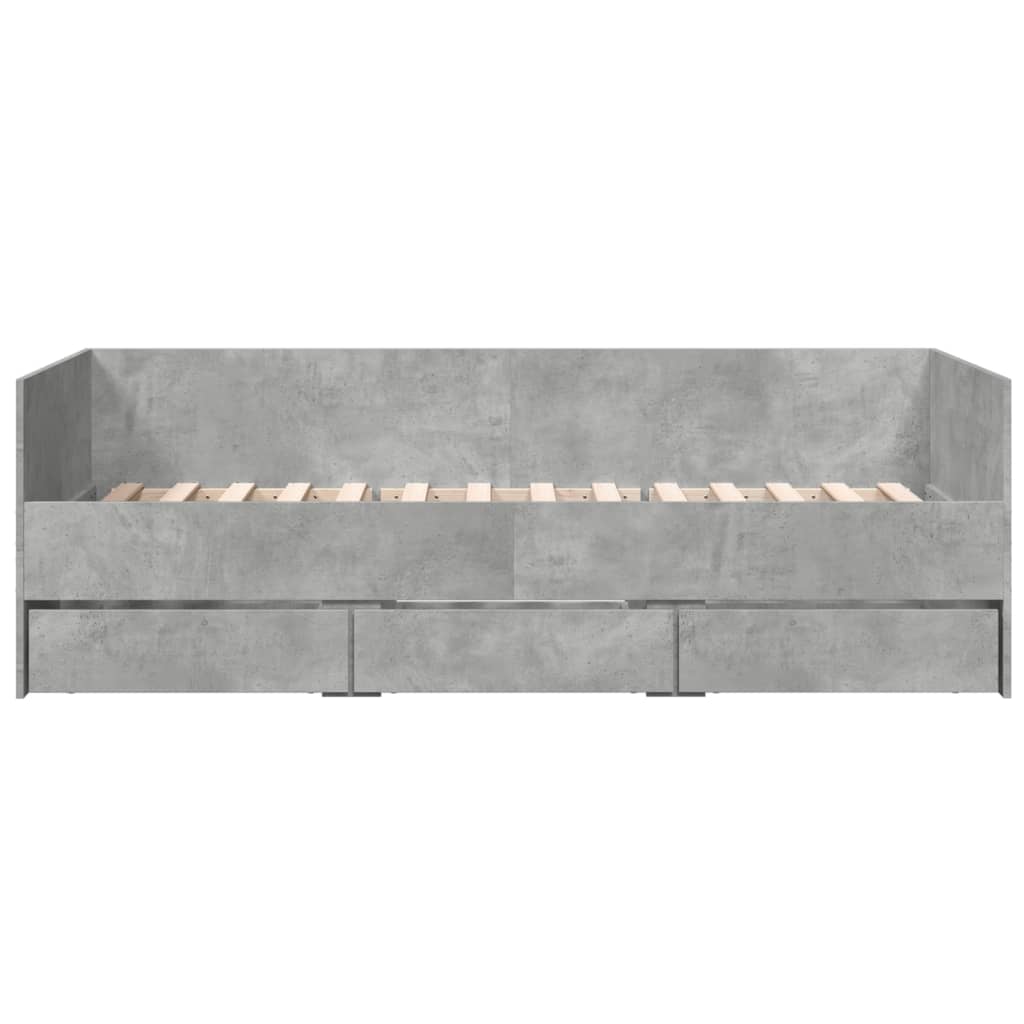 daybed med skuffer uden madras 90x200 cm betongrå