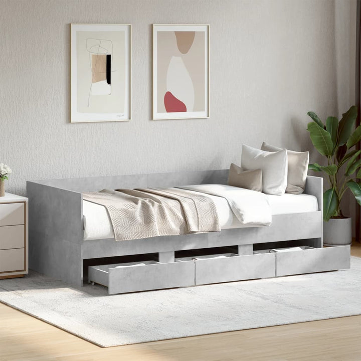 daybed med skuffer uden madras 90x200 cm betongrå
