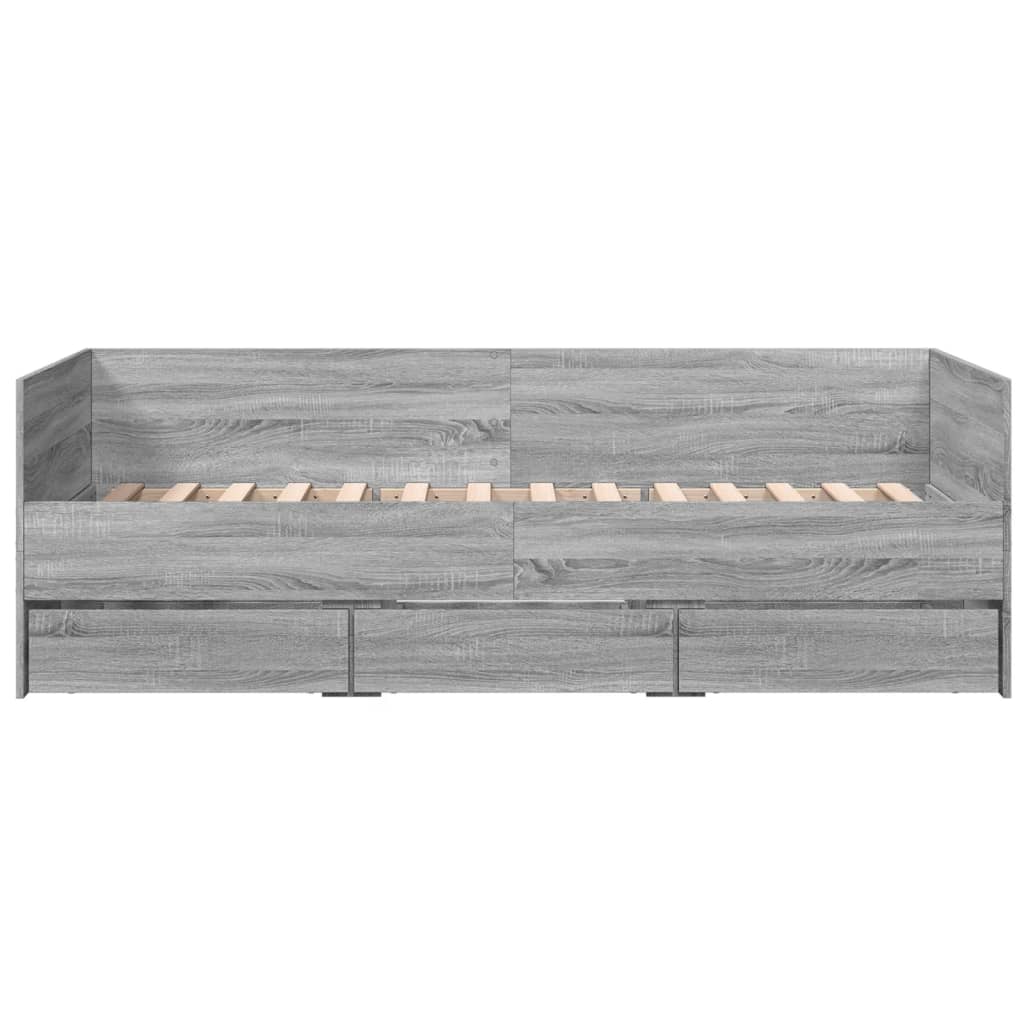 daybed med skuffer uden madras 90x200 cm grå sonoma-eg