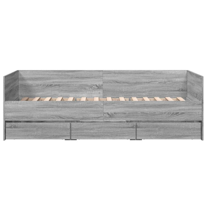 daybed med skuffer uden madras 90x200 cm grå sonoma-eg