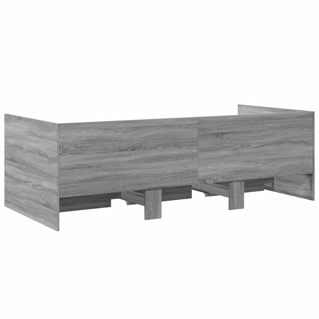 daybed med skuffer uden madras 90x200 cm grå sonoma-eg