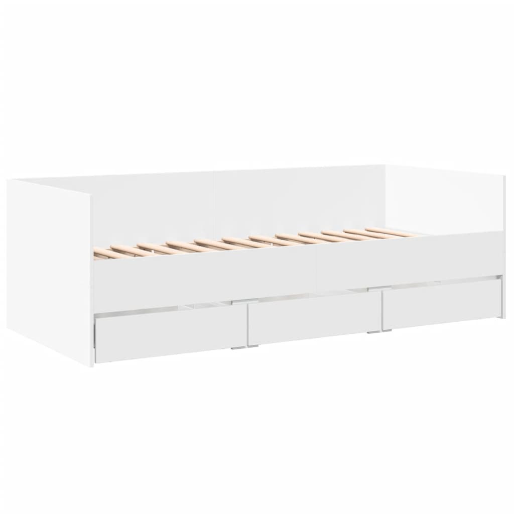 daybed med skuffer uden madras 90x190 cm hvid