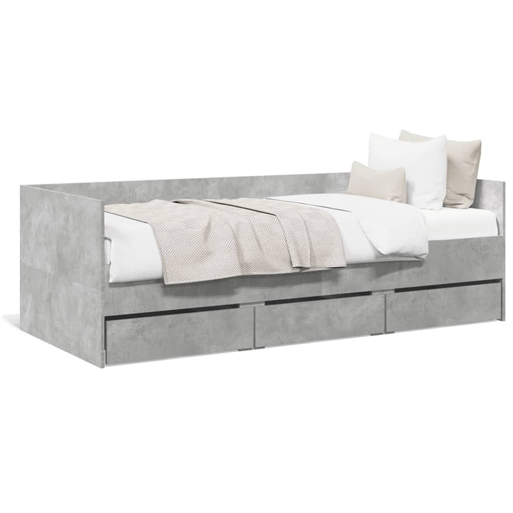 daybed med skuffer uden madras 90x190 cm betongrå