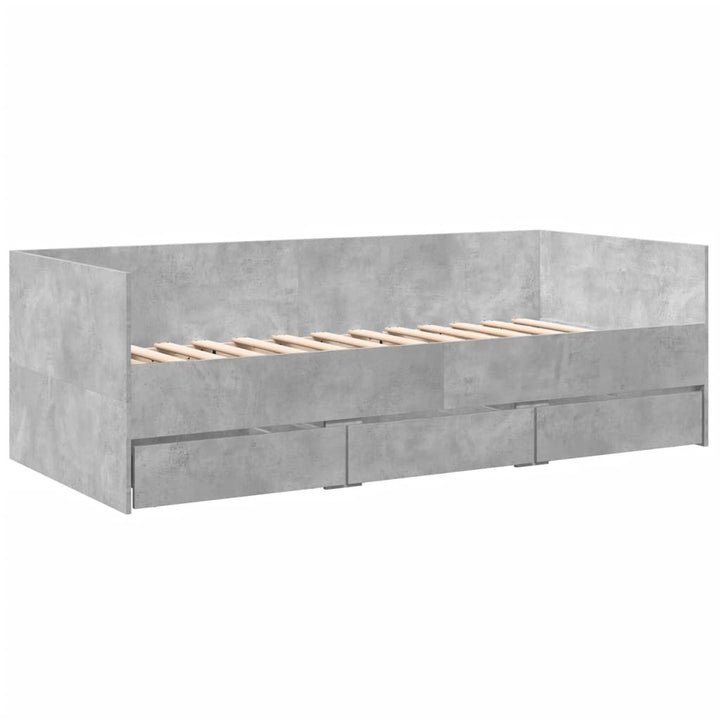 daybed med skuffer uden madras 90x190 cm betongrå