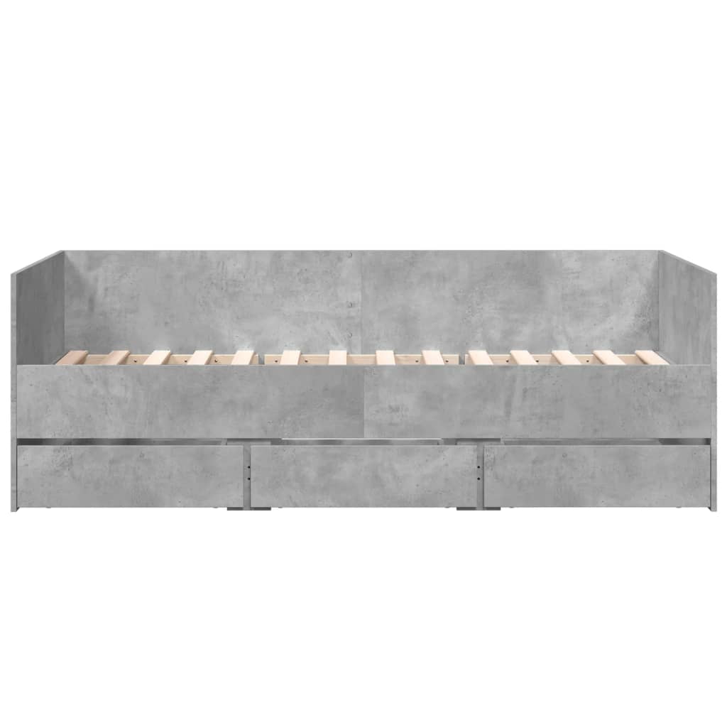 daybed med skuffer uden madras 90x190 cm betongrå