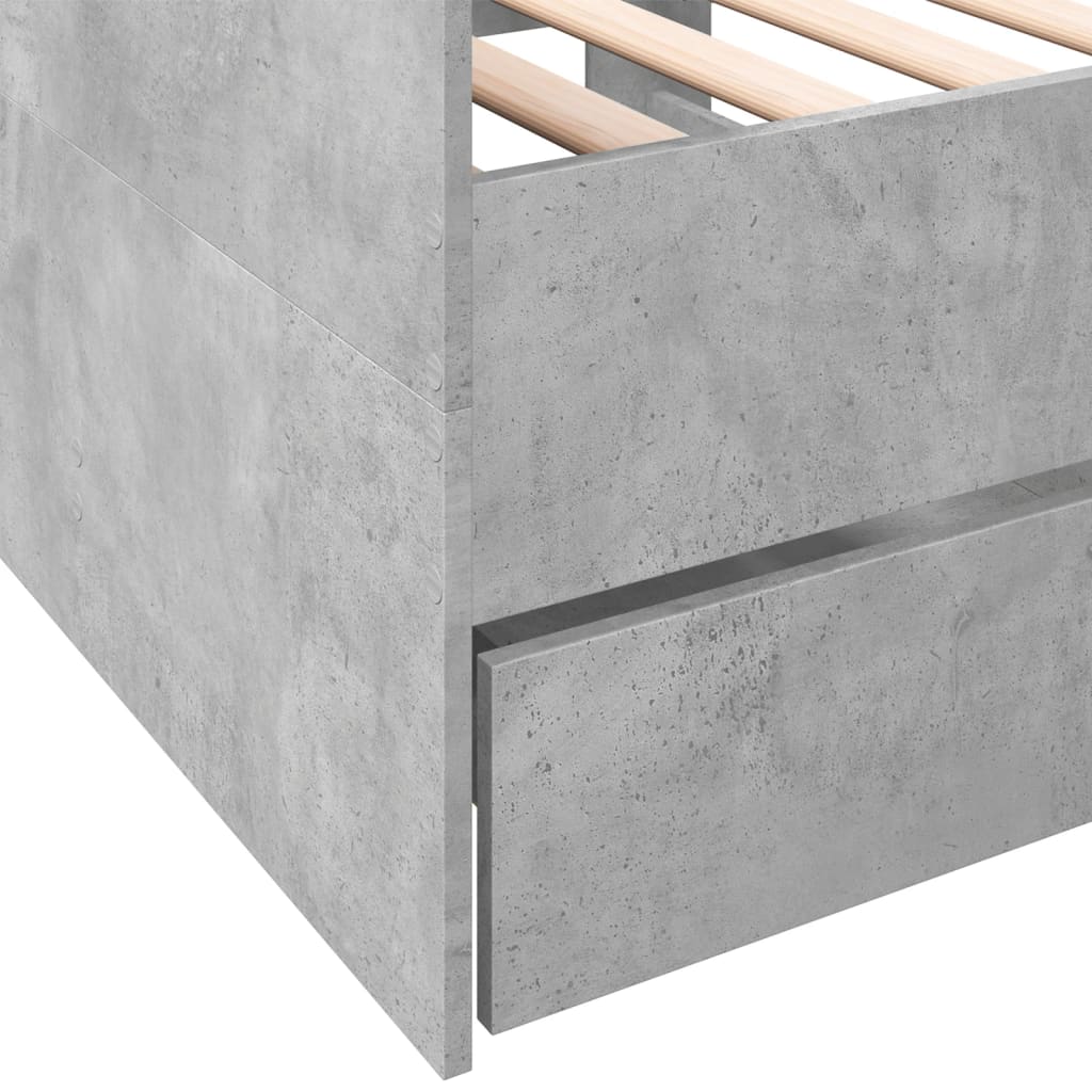 daybed med skuffer uden madras 90x190 cm betongrå