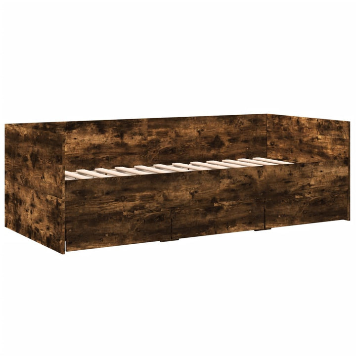 daybed med skuffer uden madras 90x190 cm røget eg