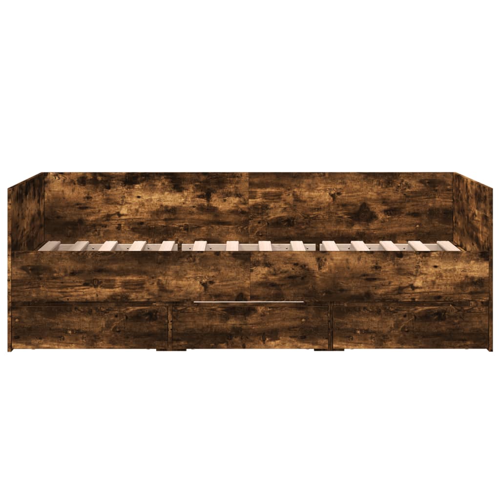daybed med skuffer uden madras 90x190 cm røget eg
