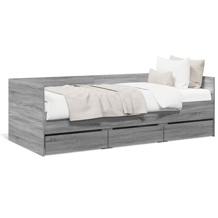 daybed med skuffer uden madras 90x190 cm grå sonoma-eg