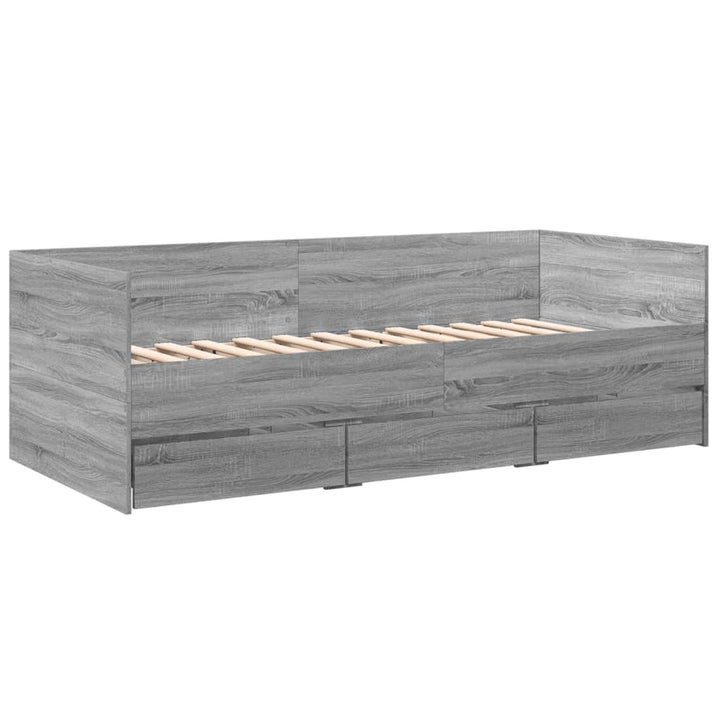 daybed med skuffer uden madras 90x190 cm grå sonoma-eg