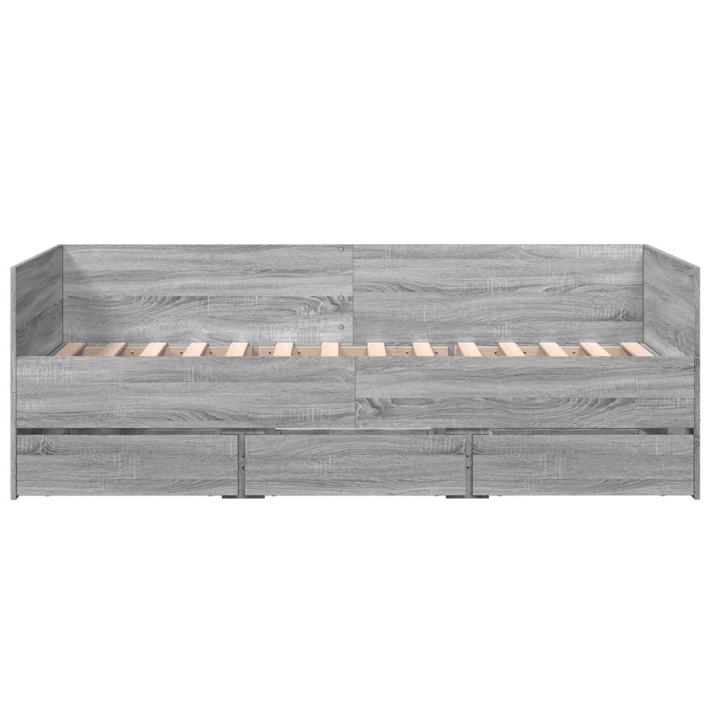 daybed med skuffer uden madras 90x190 cm grå sonoma-eg