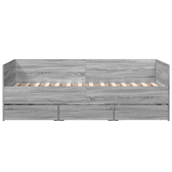 daybed med skuffer uden madras 90x190 cm grå sonoma-eg