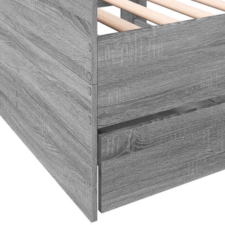 daybed med skuffer uden madras 90x190 cm grå sonoma-eg