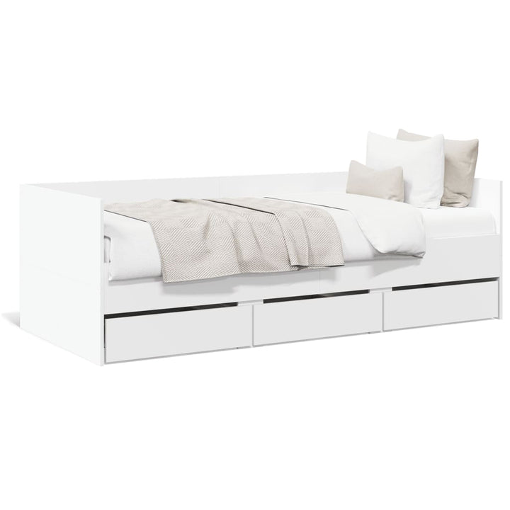 daybed med skuffer uden madras 75x190 cm hvid