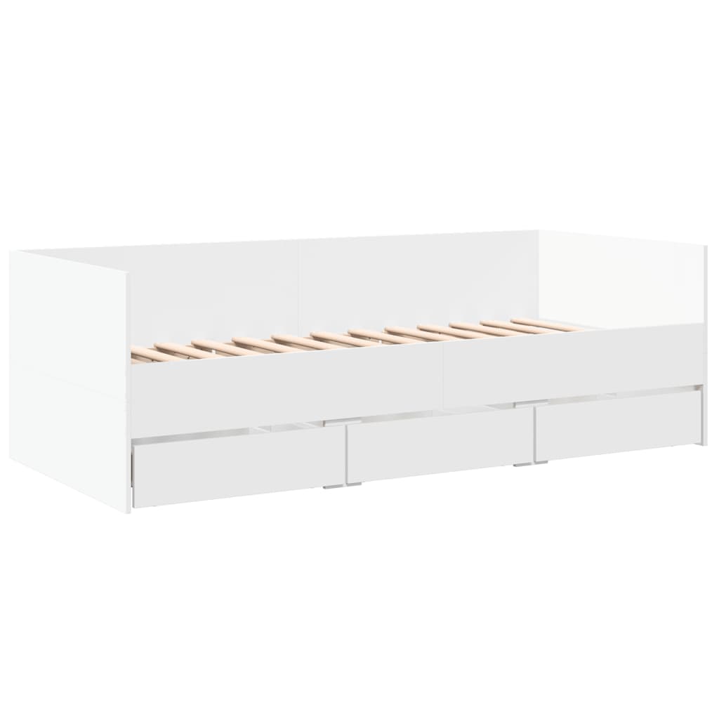 daybed med skuffer uden madras 75x190 cm hvid