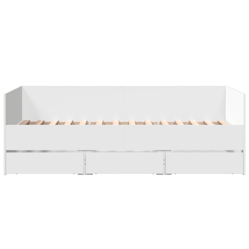 daybed med skuffer uden madras 75x190 cm hvid
