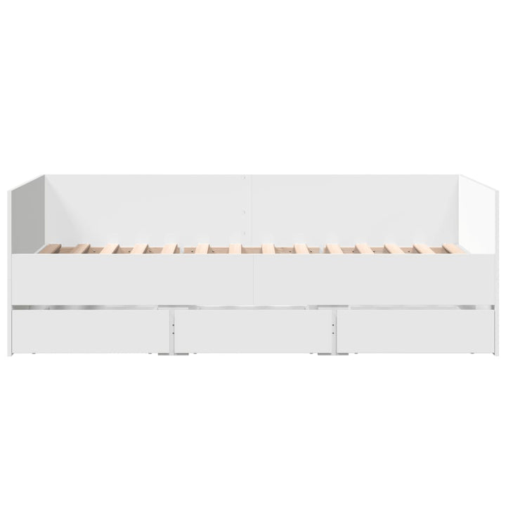daybed med skuffer uden madras 75x190 cm hvid