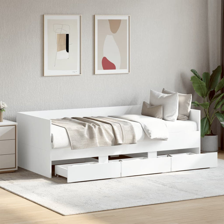 daybed med skuffer uden madras 75x190 cm hvid