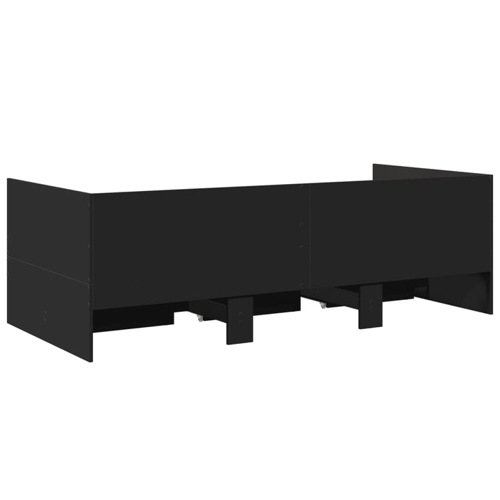 daybed med skuffer uden madras 75x190 cm sort