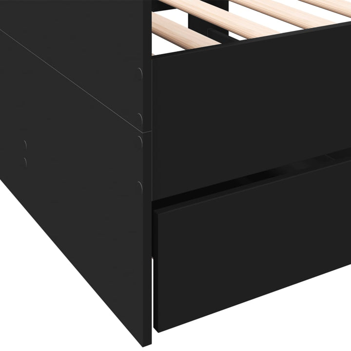 daybed med skuffer uden madras 75x190 cm sort