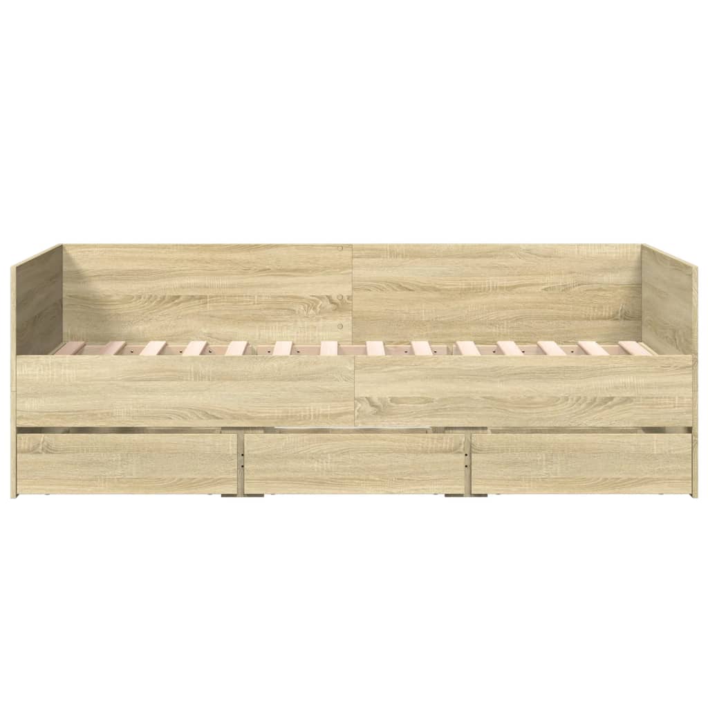 daybed med skuffer uden madras 75x190 cm sonoma-eg