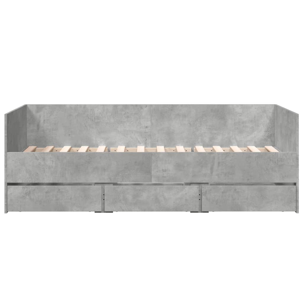 daybed med skuffer uden madras 75x190 cm betongrå