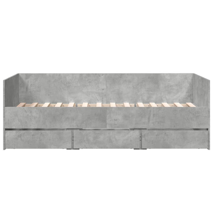 daybed med skuffer uden madras 75x190 cm betongrå