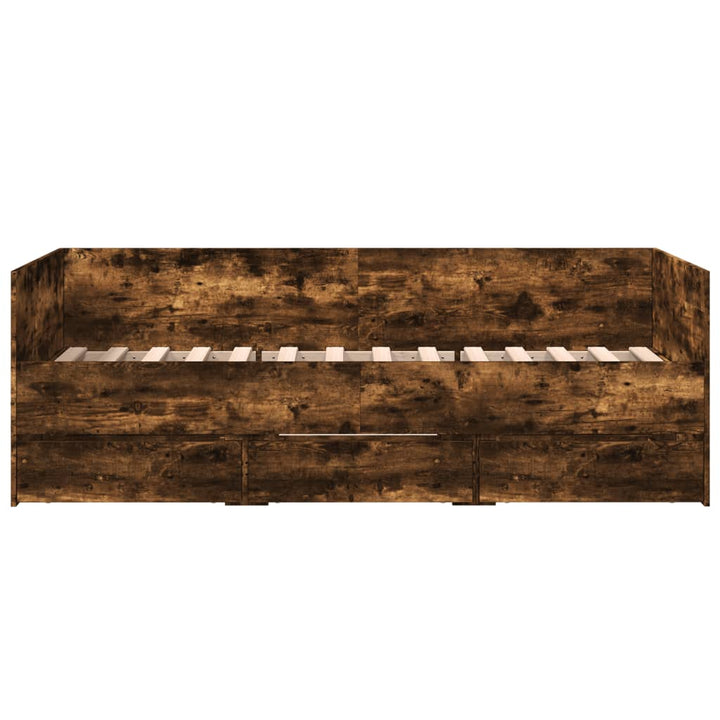 daybed med skuffer uden madras 75x190 cm røget eg