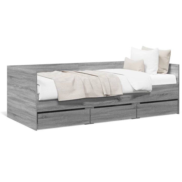 daybed med skuffer uden madras 75x190 cm grå sonoma-eg