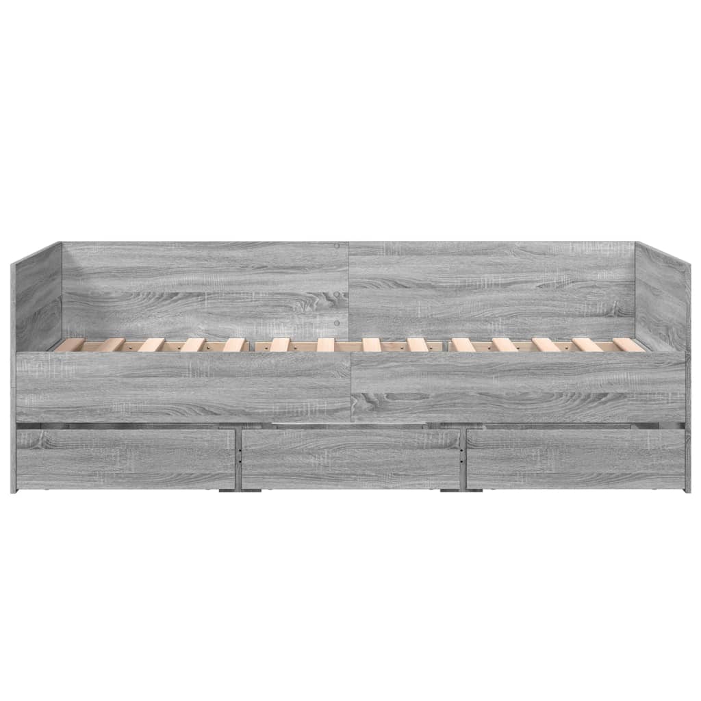 daybed med skuffer uden madras 75x190 cm grå sonoma-eg