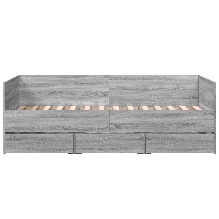 daybed med skuffer uden madras 75x190 cm grå sonoma-eg
