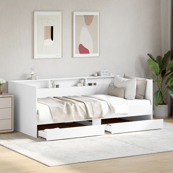daybed med skuffer uden madras 100x200 cm hvid