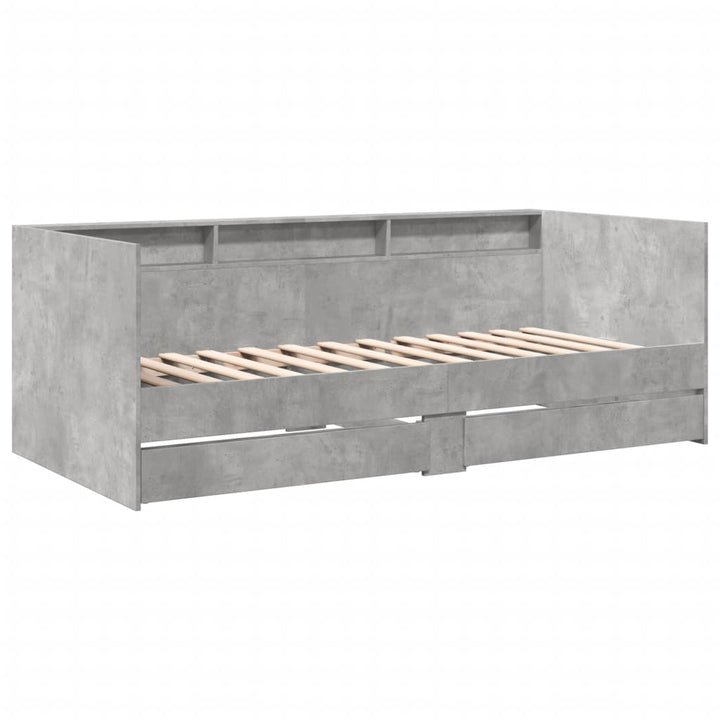 daybed med skuffer uden madras 100x200 cm betongrå