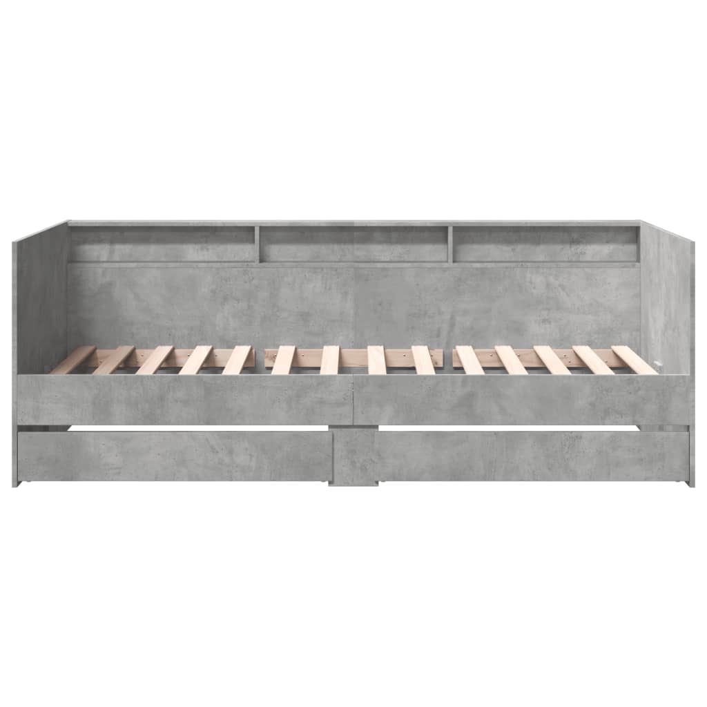 daybed med skuffer uden madras 100x200 cm betongrå