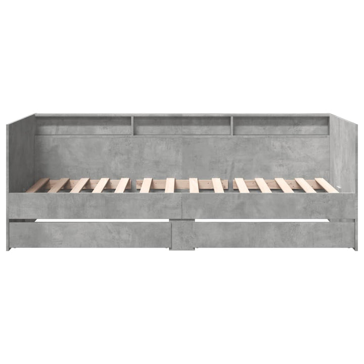 daybed med skuffer uden madras 100x200 cm betongrå