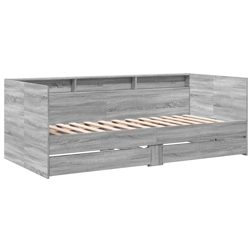 daybed med skuffer uden madras 100x200 cm grå sonoma-eg