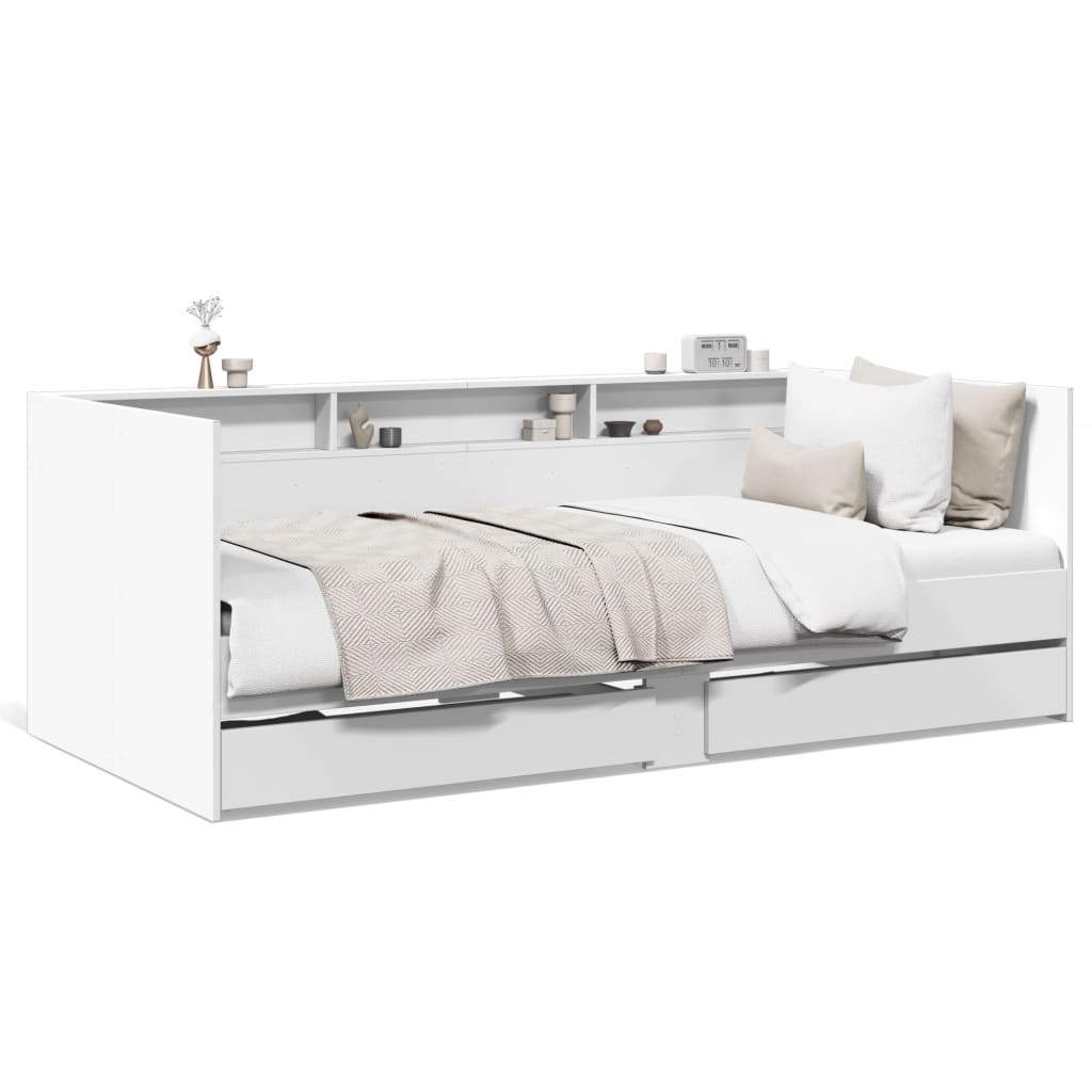 daybed med skuffer uden madras 90x200 cm hvid