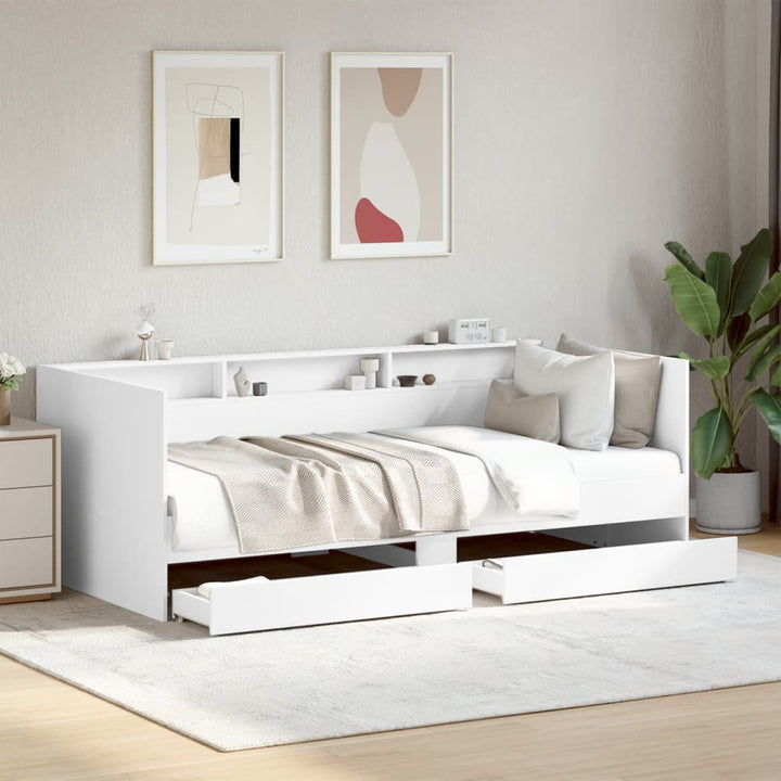 daybed med skuffer uden madras 90x200 cm hvid