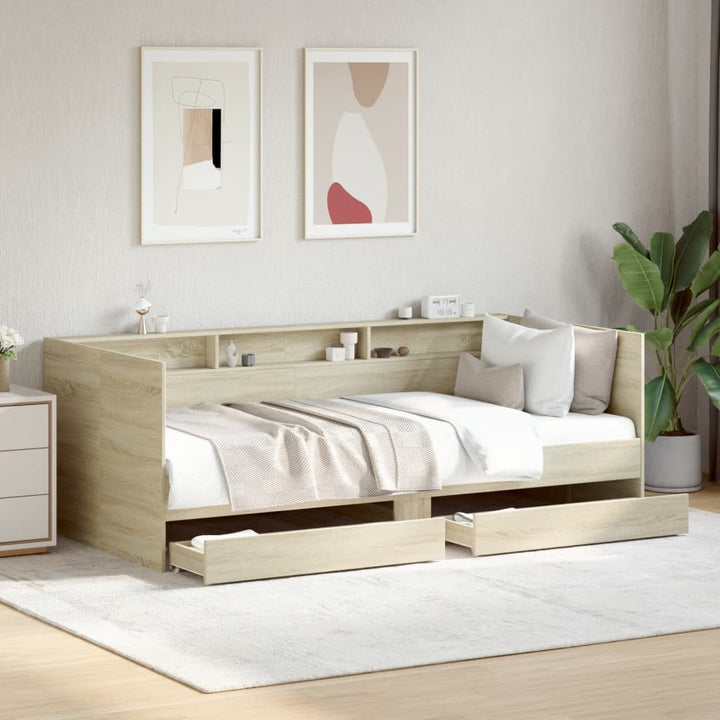 daybed med skuffer uden madras 90x200 cm sonoma-eg