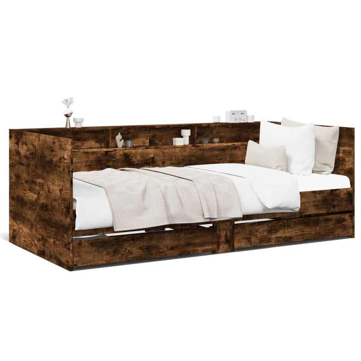 daybed med skuffer uden madras 90x200 cm røget eg