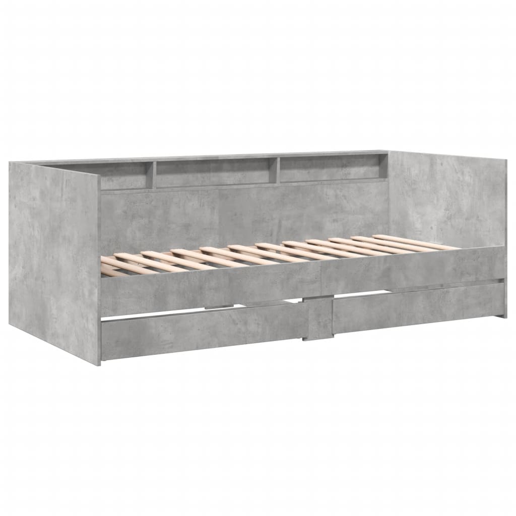 daybed med skuffer uden madras 90x190 cm betongrå
